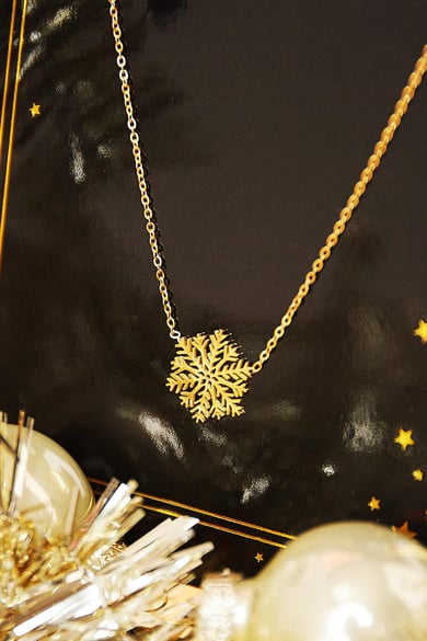 Halskette Snowflake Goldfarbe Edelstahl h5 Bild2